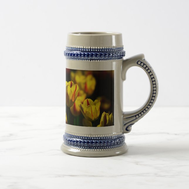 Gelbe Tulpe-Blume Bierglas (Rechts)