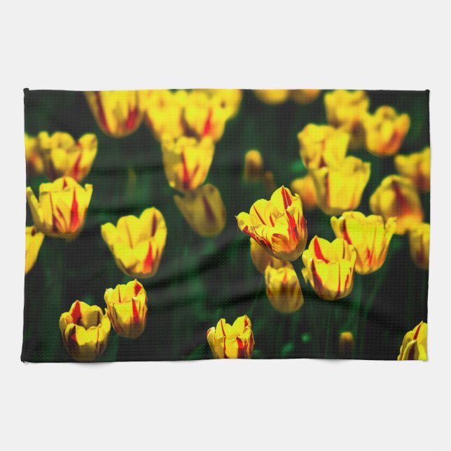 Gelbe Tulpe-Blume Geschirrtuch (Horizontal)