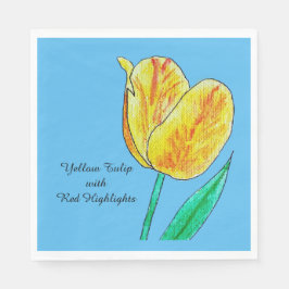 Gelbe Tulpe rote Highlights  Serviette