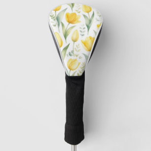Gelbe Tulpen Aquarell-Blumenmalerei Botanisch Golf Headcover