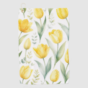 Gelbe Tulpen Aquarell-Blumenmalerei Botanisch Golfhandtuch
