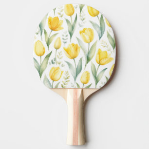 Gelbe Tulpen Aquarell-Blumenmalerei Botanisch Tischtennis Schläger