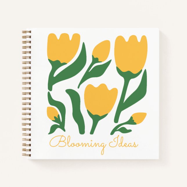 Gelbe Tulpen Ästhetik Personalisiertes Notizbuch (Vorderseite)