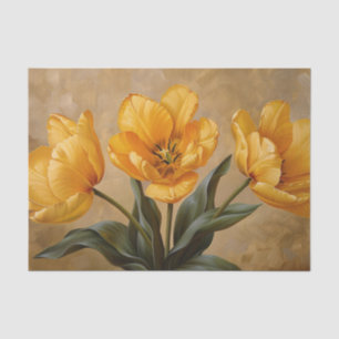 Gelbe Tulpen auf Gold-Ölgemälde-Decoupage Seidenpapier