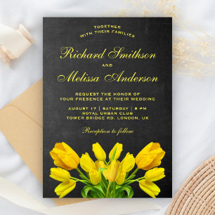 Gelbe Tulpen-Blumen Hochzeitseinladung Einladung