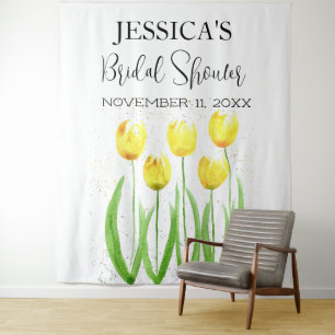 Gelbe Tulpen Blumen Hochzeitsshower Willkommenssch Wandteppich