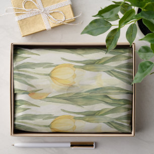 Gelbe Tulpen im Aquarellstil Umfassender Druck Seidenpapier