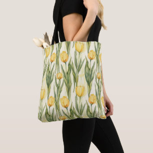 Gelbe Tulpen im Aquarellstil Umfassender Druck Tasche