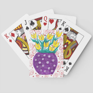 Gelbe Tulpen/lila Vasen-Spielkarten Spielkarten