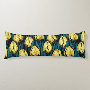Gelbe Tulpen mit blauen Blätter Seitenschläferkissen