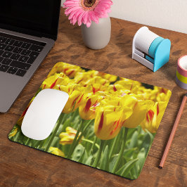 Gelbe Tulpen mit roten Streifen Mousepad
