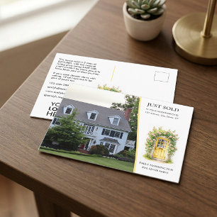 Gelbe Tür Aquarell Verkaufter Immobilienmakler Postkarte