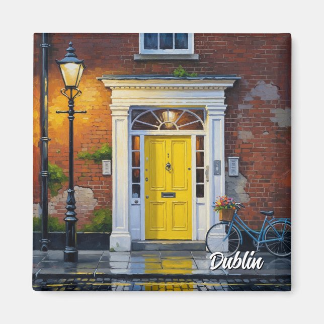 Gelbe Tür in Dublin Magnet (Vorne)