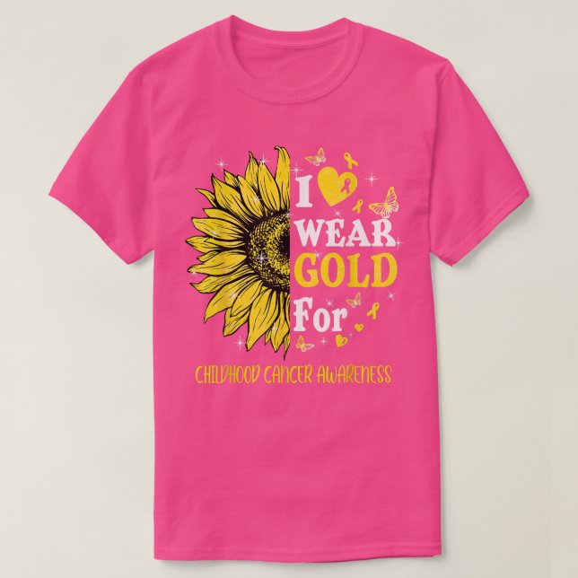 Gelbe Twinkle Herz Sonnenblume Kinderkrebs Aw T-Shirt (Design vorne)