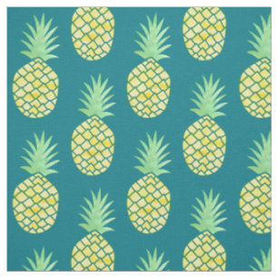 Gelbe u. grüne hawaiische Aquarell-Ananas Stoff