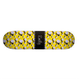 Gelbe u. schwarze Hummel-Biene Skateboard