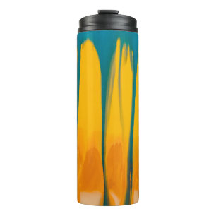 Gelbe und blaue Bekleidung Thermosbecher