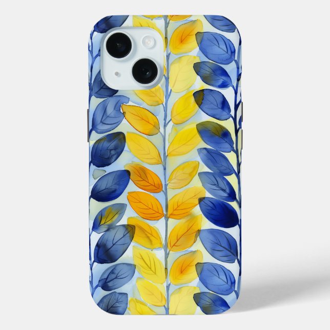 Gelbe und blaue Blätter Case-Mate iPhone Hülle (Rückseite)