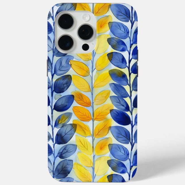 Gelbe und blaue Blätter Case-Mate iPhone Hülle (Rückseite)