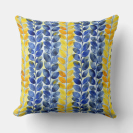 Gelbe und blaue Blätter Kissen