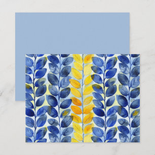 Gelbe und blaue Blätter Mitteilungskarte