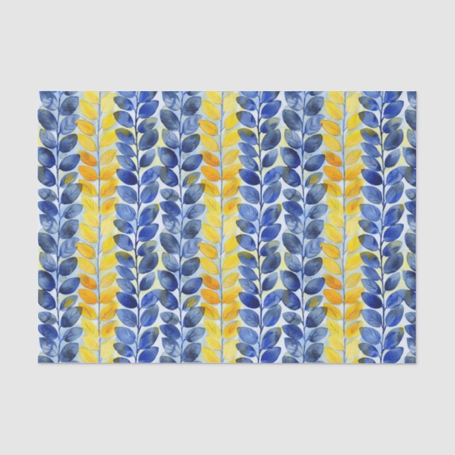 Gelbe und blaue Blätter Seidenpapier (Vorderseite)