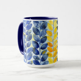 Gelbe und blaue Blätter Tasse