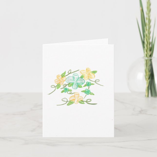 Gelbe und blaue Blumen Dankeskarte (Vorderseite)