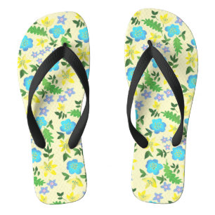 gelbe und blaue Blumen Flip Flops