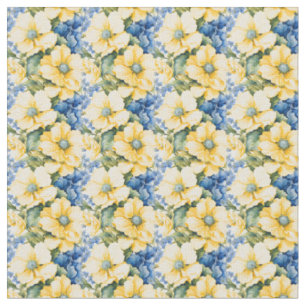 Gelbe und blaue Blumen in Frankreich Stoff