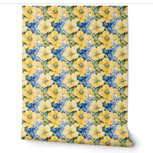 Gelbe und blaue Blumen in Frankreich Tapete