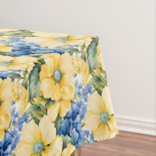 Gelbe und blaue Blumen in Frankreich Tischdecke