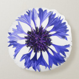 Gelbe und blaue Blumen Rundes Kissen
