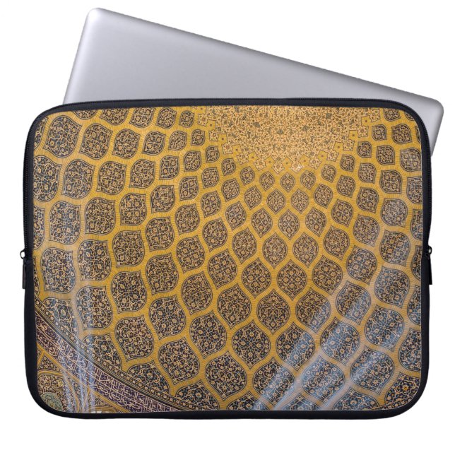 Gelbe und blaue Blumentextilien Laptopschutzhülle (Vorderseite)