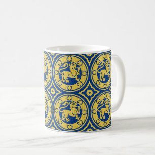 Gelbe und blaue mittelalterliche Löwen Tasse