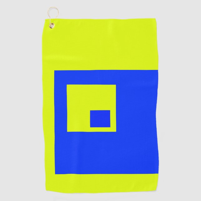 Gelbe und blaue Quadrate Golfhandtuch (Vorderseite)