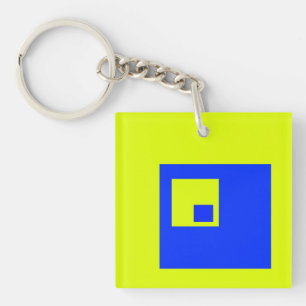 Gelbe und blaue Quadrate Schlüsselanhänger