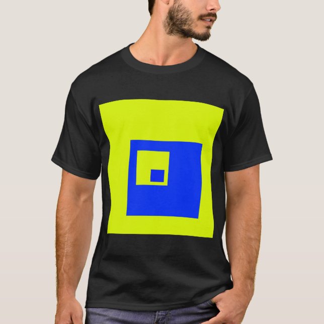 Gelbe und blaue Quadrate T-Shirt (Vorderseite)