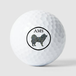 Gelbe und blaue Silhouette Golfball