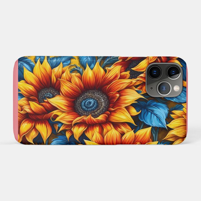 Gelbe und blaue Sonnenblumen Case-Mate iPhone Hülle (Rückseite (Horizontal))