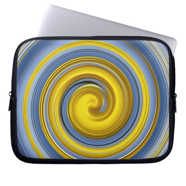 Gelbe und blaue Spirale Laptopschutzhülle (Vorderseite)