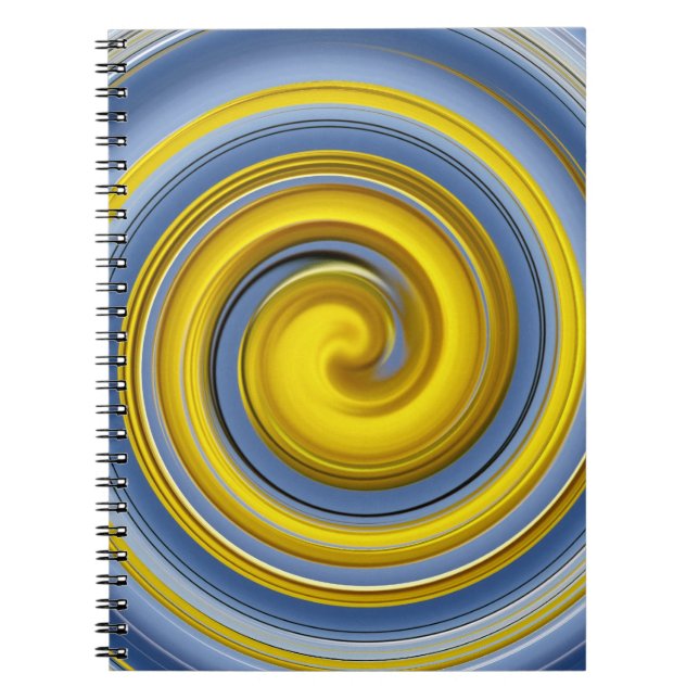 Gelbe und blaue Spirale Notizblock (Vorderseite)