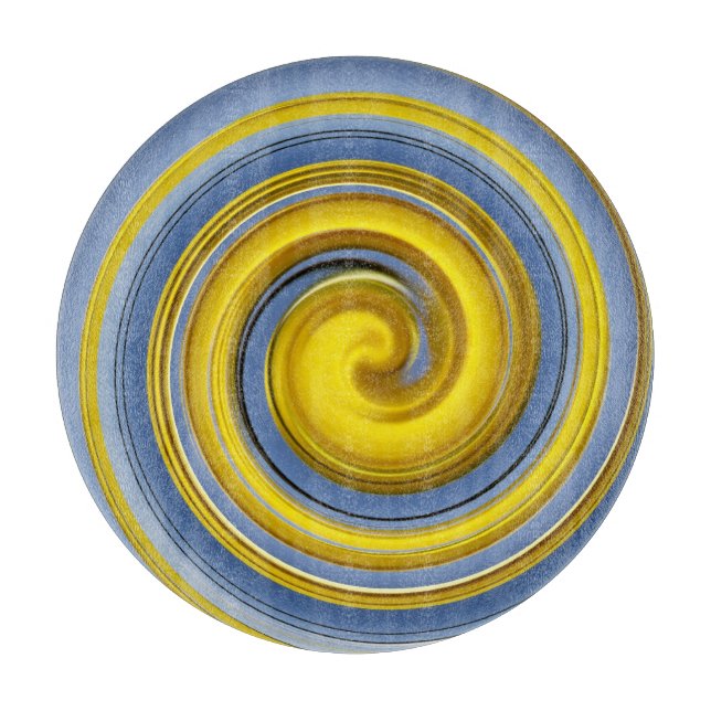 Gelbe und blaue Spirale Schneidebrett (Vorderseite)