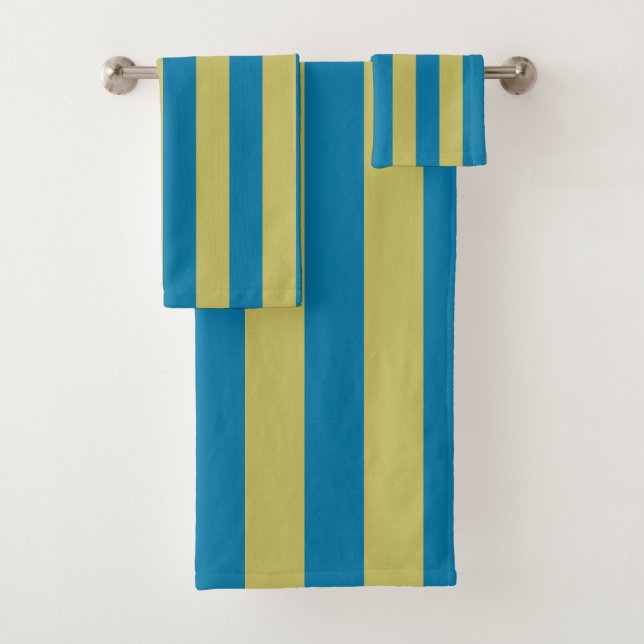 Gelbe und blaue Streifen Badhandtuch Set (Insitu)