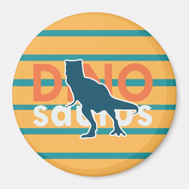 Gelbe und blaue Streifen Dinosaurier T-Rex-Jungs Magnet (Vorne)