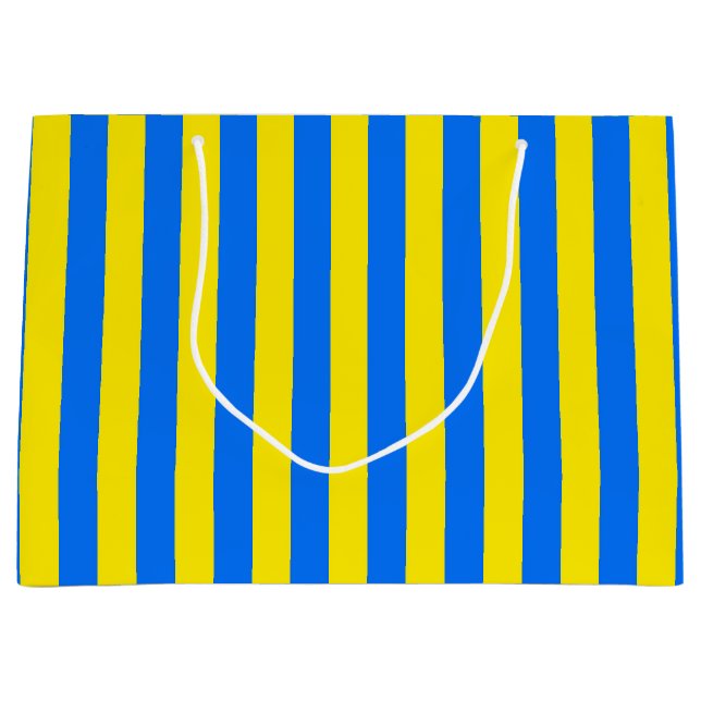 Gelbe und blaue Streifen Große Geschenktüte (Vorderseite)
