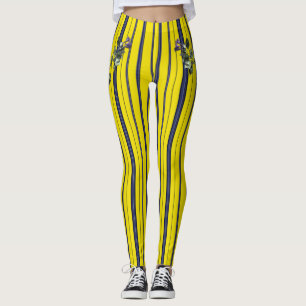 Gelbe und blaue Streifen (mit Blume) Leggings