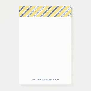 Gelbe und blaue Streifen Post-it Klebezettel
