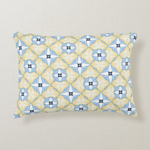Gelbe und blaue Tile Dekokissen