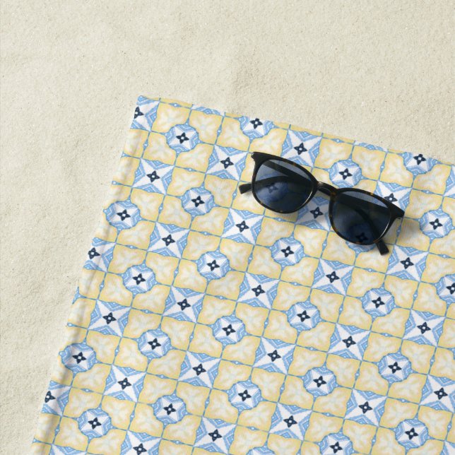 Gelbe und blaue Tile Strandtuch (Beispiel)